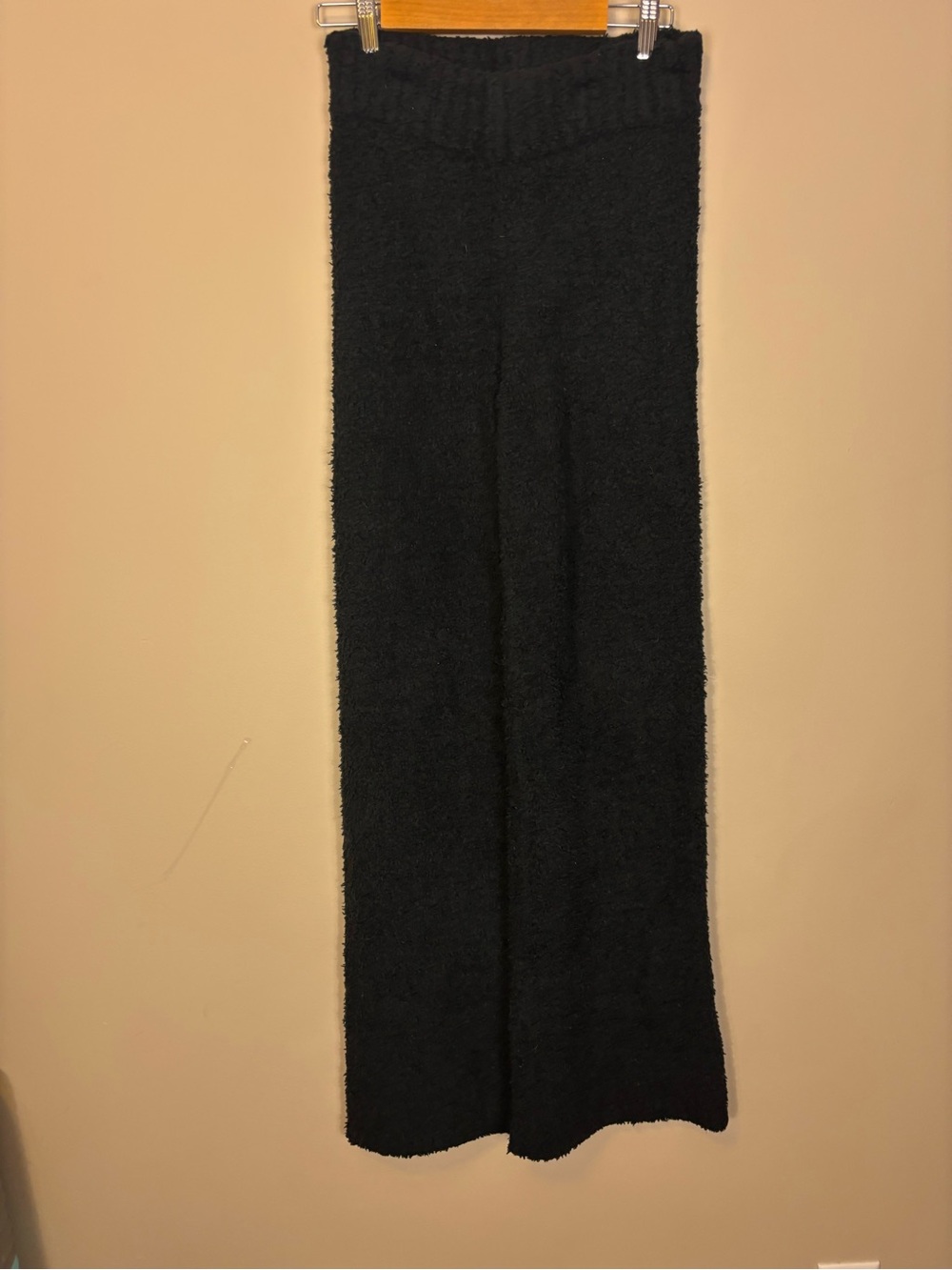 Skims Fuzzy Black Wide-Leg Knit Pants XXS/XS